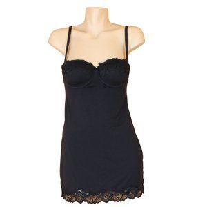H&M Slip Size 8 Built-In Bra Black Mini Adjustable Straps Lightly Padded SP70